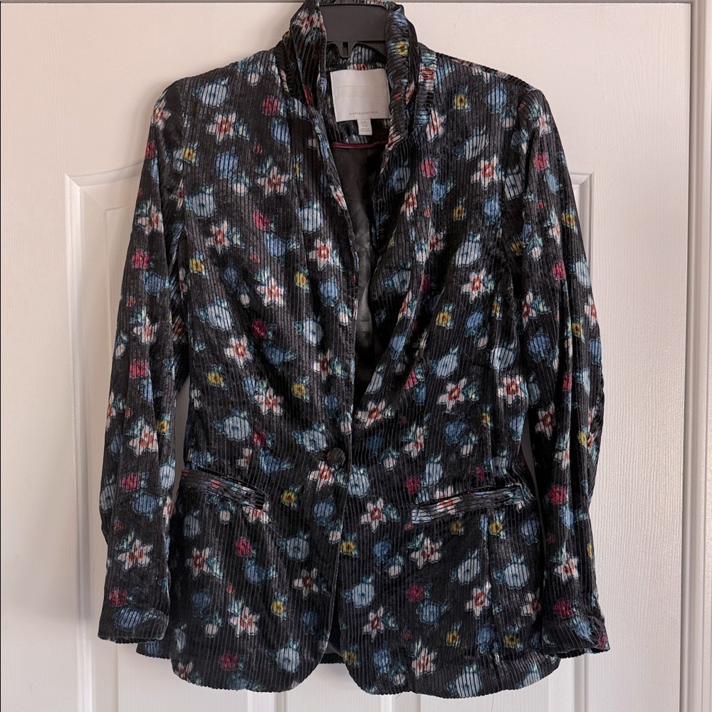 Anthropologie Floral Velvet Blazer - Black and Multicolor! Great condition!